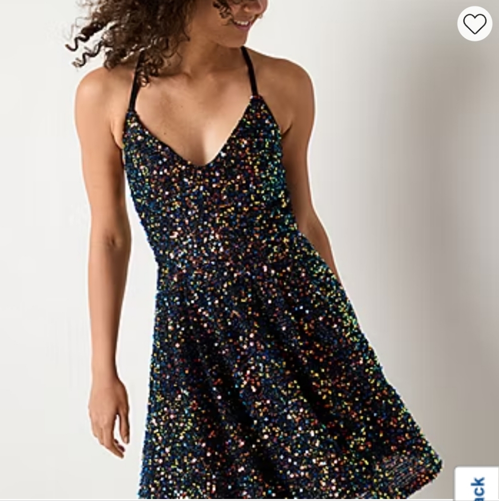 Sleeveless Fit & Flare Sequin Dress